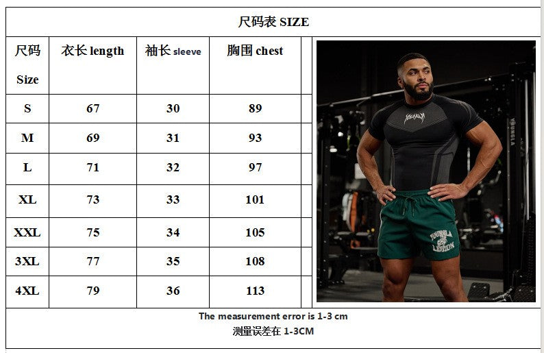 New YOUNG LA Men's Fitness Sports T-shirt Tights Men High Elastic Training Clothing Short Sleeve Tops Fitness Thirts For Men