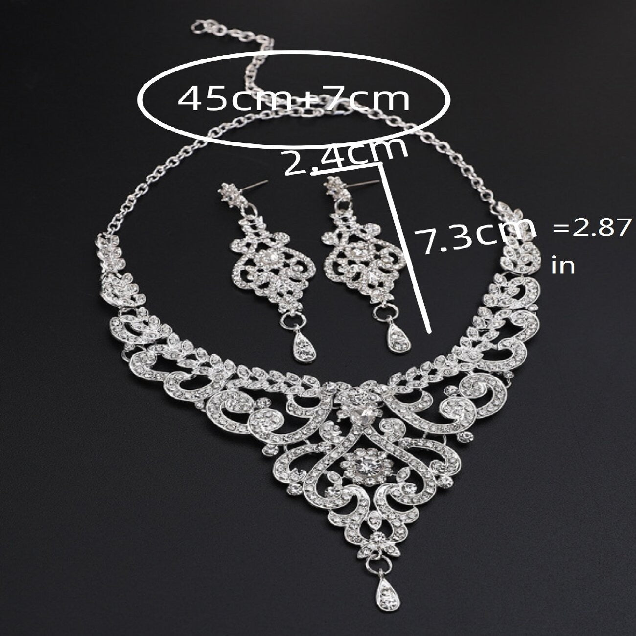 Conjunto de joias estilo palaciano com design sofisticado, joias femininas de luxo com strass incrustados