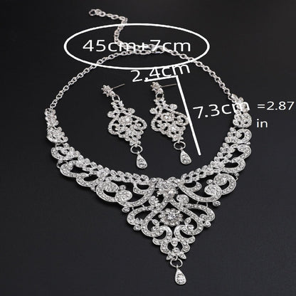 Conjunto de joias estilo palaciano com design sofisticado, joias femininas de luxo com strass incrustados