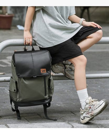LEE New Korea Style Flip Leather Backpack Women Men Large Capacity Business Commuter Travel Rucksack Buy Laptop School Book Bag