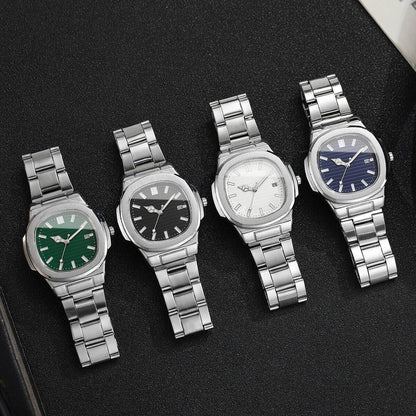 Fashion Square Men Business Watches Stainless Steel Strap Calendar Quartz Wristwatch Mens Clock Reloj Hombre?Without Box?