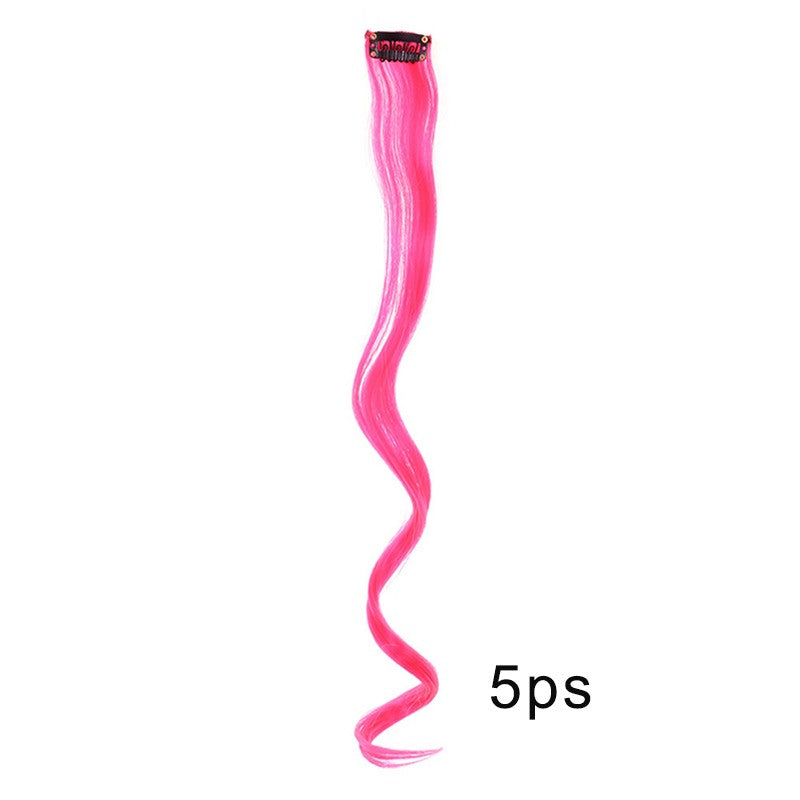 5pcs Colorful Curly Wavy Hair Extensions 18 inch Synthetic Wave Clip-In Hairpieces for Women Cosplay Christmas & New Year Gifts