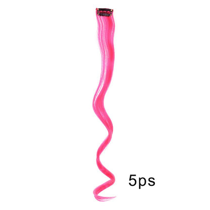 5pcs Colorful Curly Wavy Hair Extensions 18 inch Synthetic Wave Clip-In Hairpieces for Women Cosplay Christmas & New Year Gifts