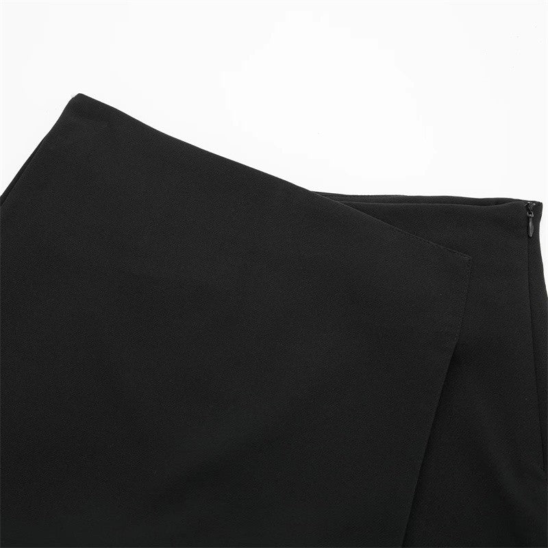 MUJER 2025 Asymmetric Skort For Women Black High Waist Mini Skirt Shorts Women C