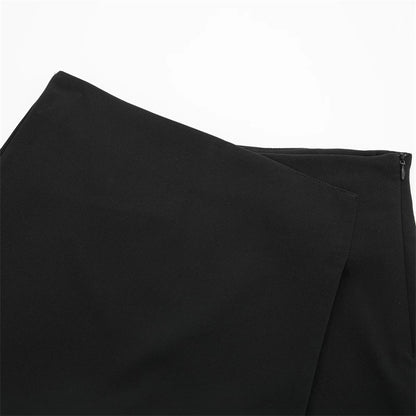 MUJER 2025 Asymmetric Skort For Women Black High Waist Mini Skirt Shorts Women C