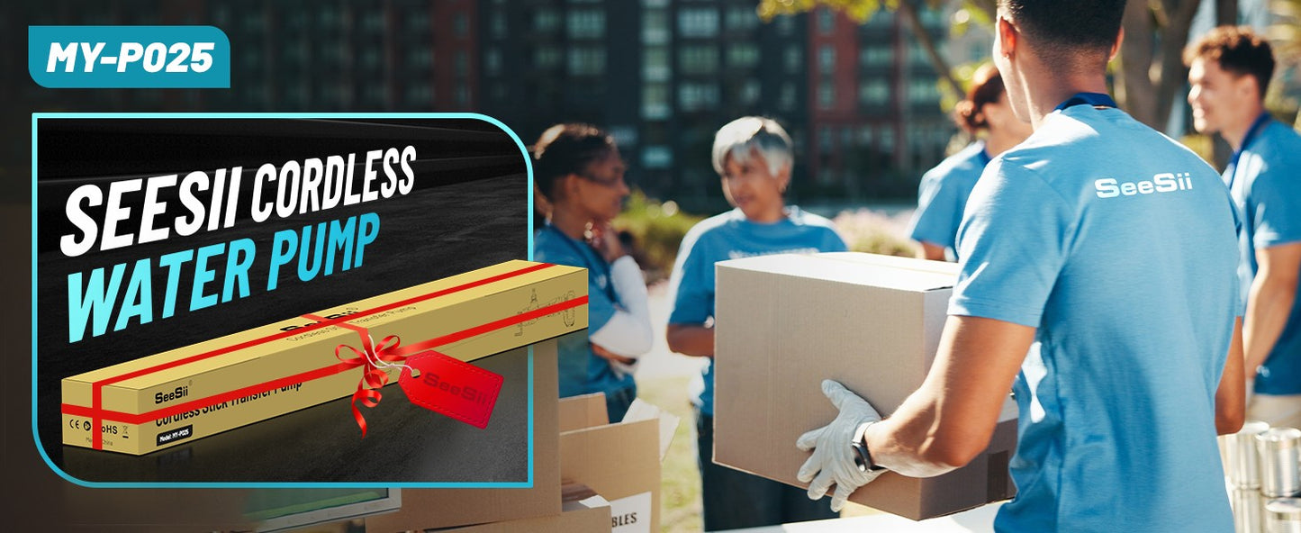 Seesii Cordless Stick Water Transfer Pump Handheld Portable Utility Sump Pump 3/4" Outlet for Pool/Garden/Pond/RV/Boat Draining