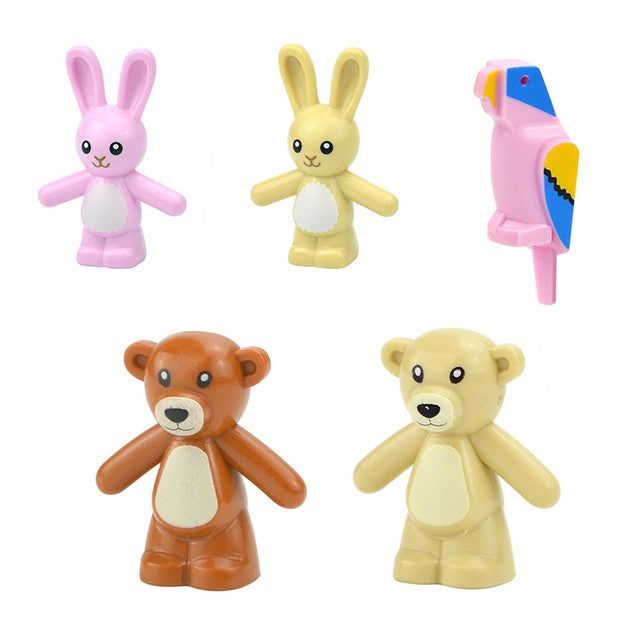 Creative DIY Model cute little Animal MOC Brick Building Blocks Pet Zoo Dog Duck Tortoise Penguin Cat Pig Bird Rabbit Toys