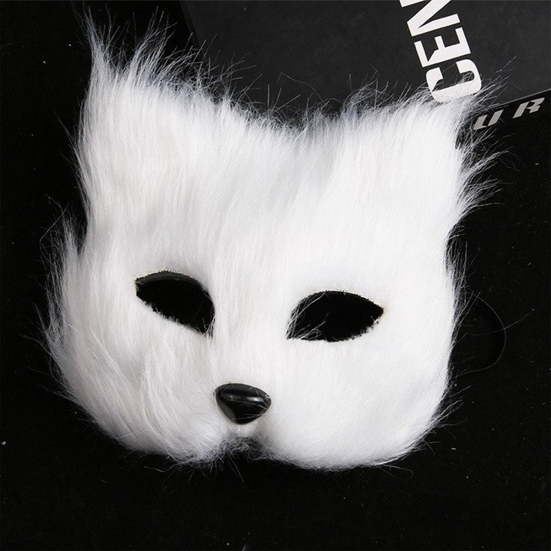 Fox Shape Face Eye Mask Christmas Carnival Party Cosplay Cat Animal Hair Mask Halloween Costume Props Makeup Plastic Face Mask