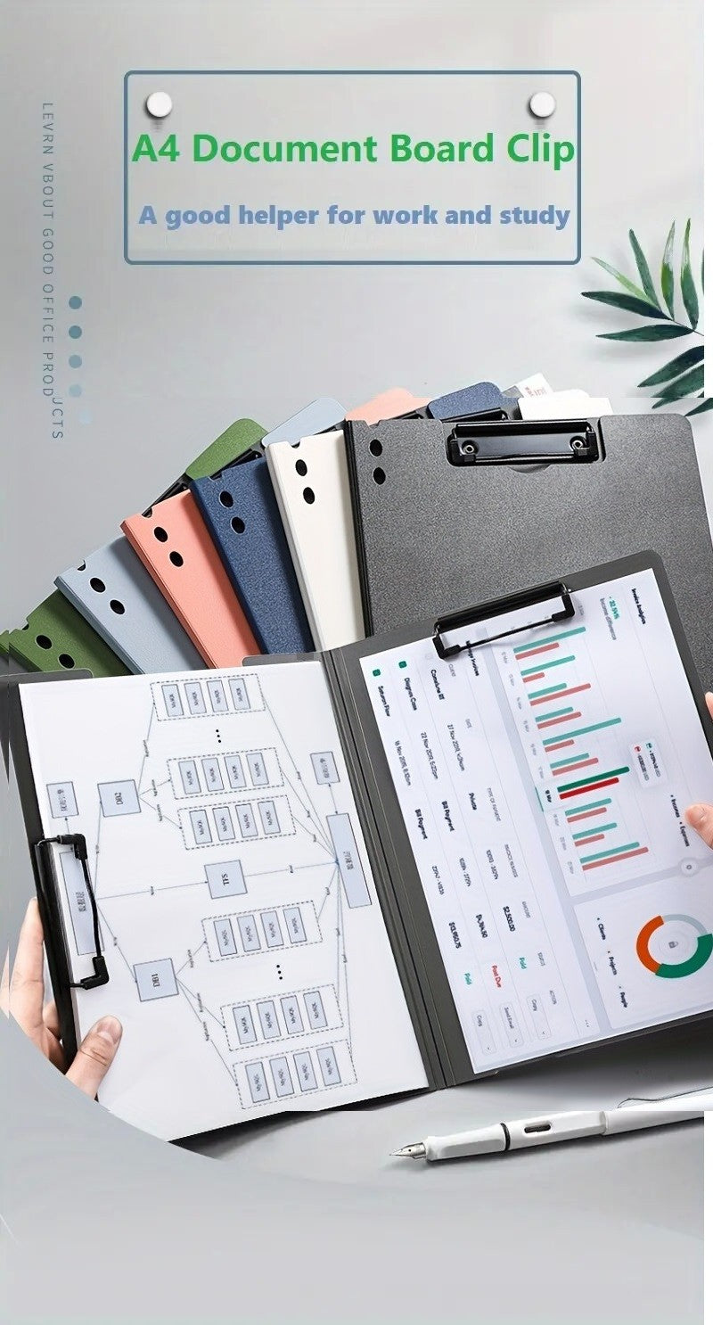 A4 File Folders Clipboard Double Clip Clip Board 100 Sheets Office Documents Organizer Writing Pad Paper Storage School Supplies