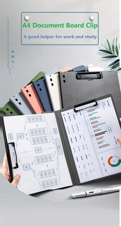 A4 File Folders Clipboard Double Clip Clip Board 100 Sheets Office Documents Organizer Writing Pad Paper Storage School Supplies