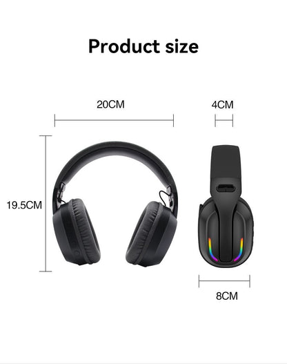 Fone de Ouvido Headset B500 Over Ear Bluetooth 5.4 Sem Fio Estéreo para Jogos Microfone Embutido Luz RGB Baixa Latência Para PC