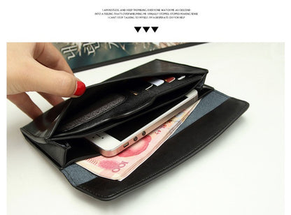 Women Leather Slim Clutch Bag Long Wallet Female Handbag Luxury Genuine Leather Wallets Coin Purses Ladies Card Holder Bolsos