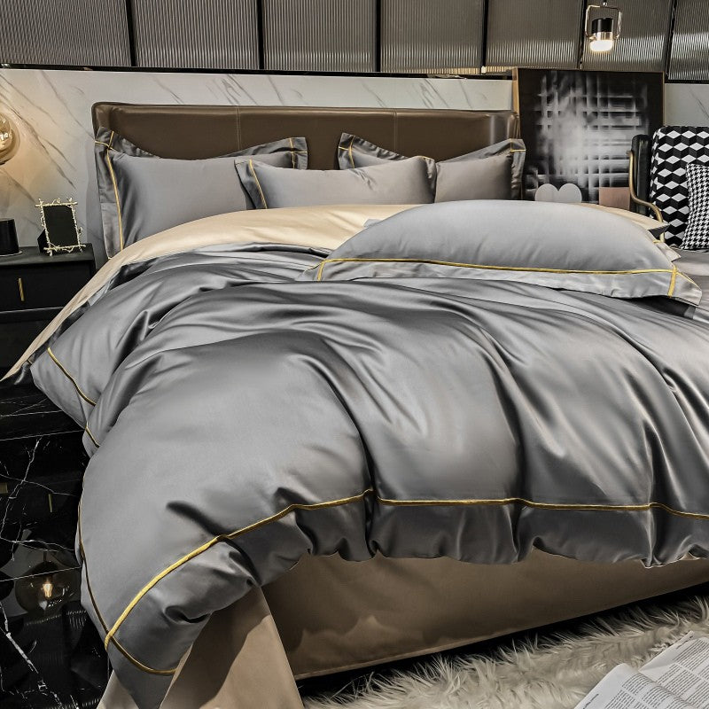 Lençol de Cima Bordado 100% Algodão Egípcio Sedoso Conjunto de Cama Lençol de Cima Queen King Size
