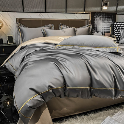 Lençol de Cima Bordado 100% Algodão Egípcio Sedoso Conjunto de Cama Lençol de Cima Queen King Size