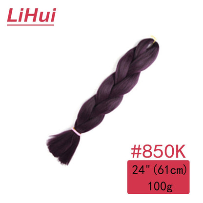 Cabelo Sintético Trança Jumbo 24 Polegadas Ombre Jumbo Extensão de Cabelo para Mulheres Tranças DIY Roxo Rosa Amarelo Cinza Lihu
