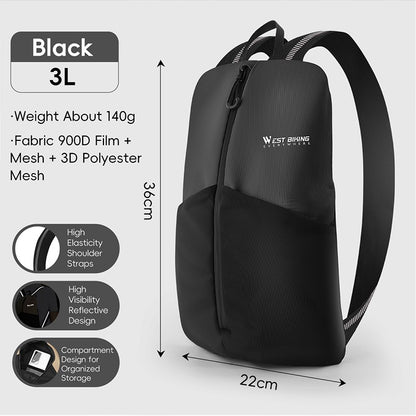 WEST BIKING Portable Lightweight Cycling Backpack Multi-Pocket Design Reflective Water Repellent Trekking Backpack Elastic Strap