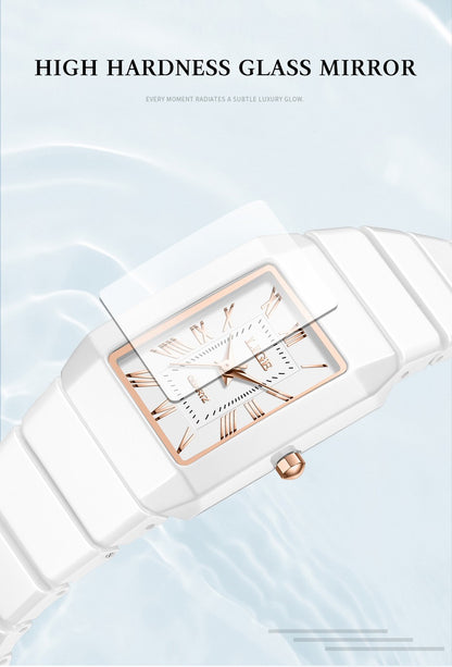 LIGE 2026 Women's Watch ceramic fashion quartz wristwatch elegant waterproof vintage watches ultra-thin Watch for Women reloj