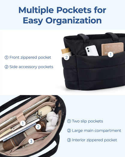 BAGSMART Tote Bag Puffy Padded Women's Bags Leisure Commuting Handbag Large Capacity Mommy Go Out Storage Organizer