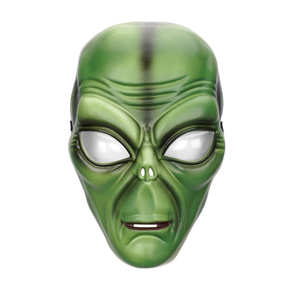 Green Alien Full Face Mask with Clear Lens Eyes | Comfort Sponge Liner UFO ET Mask for Halloween Cosplay Costume Party Prop