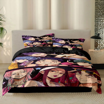 Kpop Demon Hunters Huntrix Bedding Set - Single to King Size, Anime Print Duvet Cover Sets for Adult Bedrooms