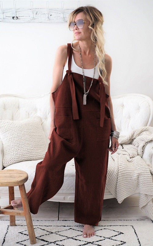 Women s Stylish Relaxed Fit Dungarees Adjustable Strap Sleeveless Jumpsuit Fashionable Wide Leg Retro  Suit