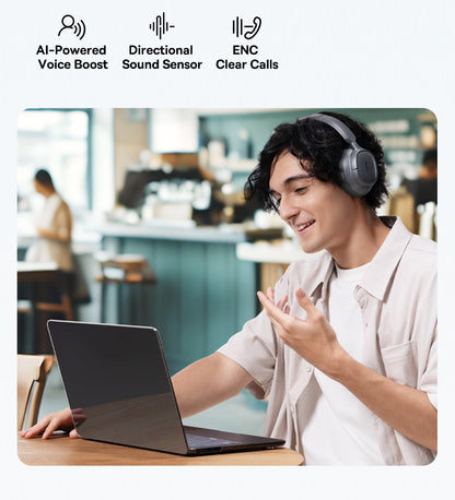 Baseus Bass BH1 Wireless Headphones Bluetooth 6.0 SuperBass 2.0 Over Ear Headset ENC Clear Calls 80hours Playtime Earphones