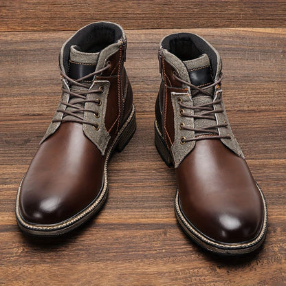 Men's fashionable ankle boots, autumn and winter men's retro short leather boots#KD6502