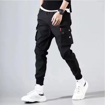 Men's Loose Multi Pocket Jogging Pants,Male Street Style Waist Drawstring Work Pants Suitable for Outdoor Fitness and Vacation