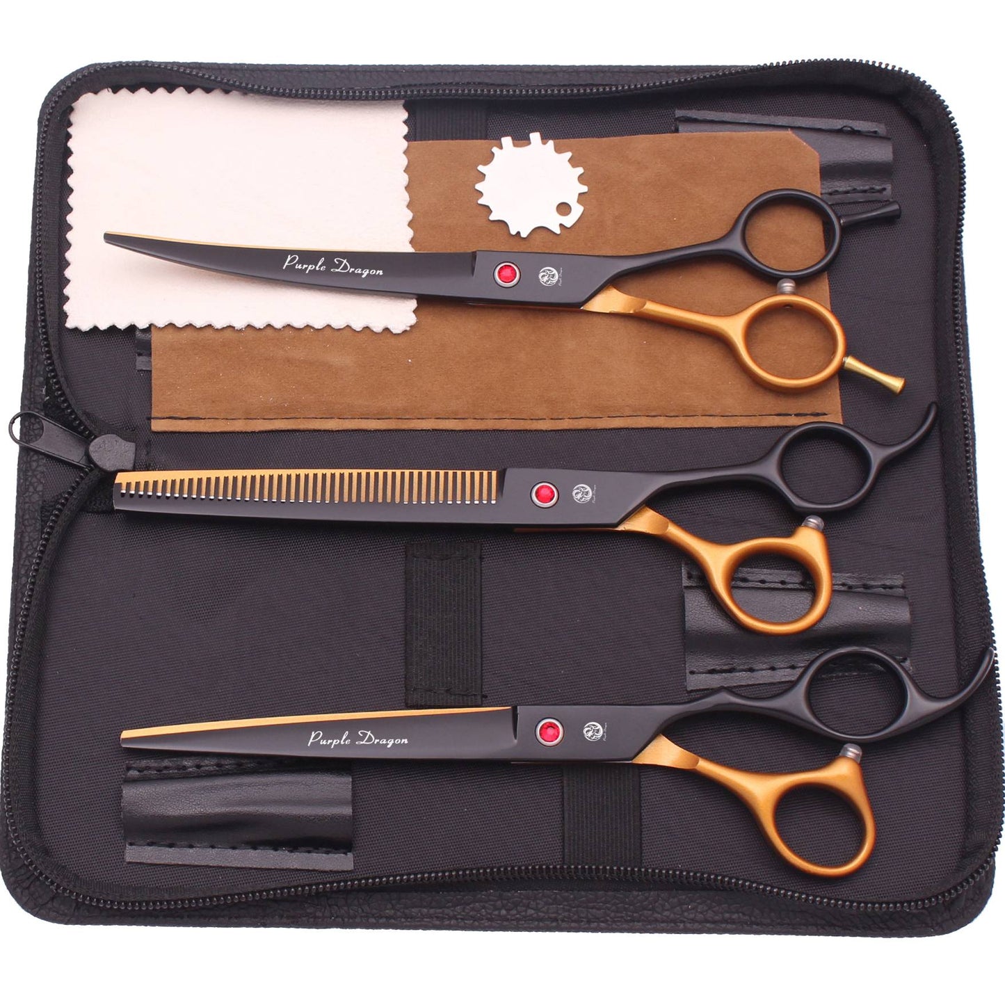 Dog Grooming Scissors Professional Stainless 7.5" Pet Hairdressing Scissors Dog Curved Scissors Thinning Shears Color Comb Z3088