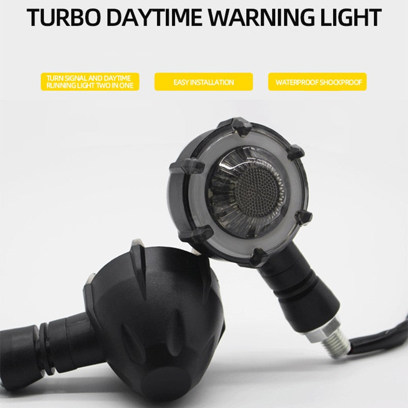 1 Par de Luzes LED de Seta Redondas Halo para Motocicleta, Duas Cores, DRL, Luz de Condução, Luz de Pisca Sequencial, Mini Indicador