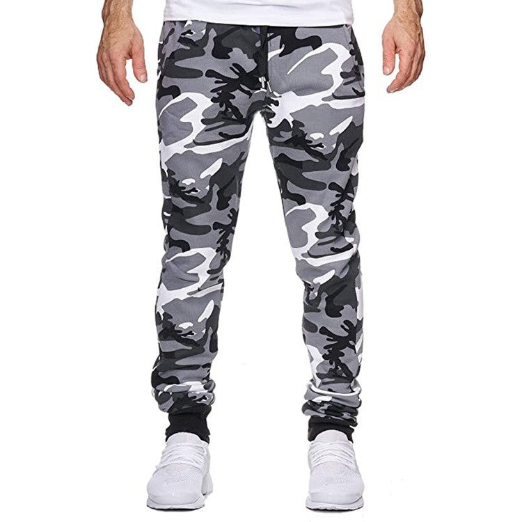 2025 Trousers Autumn And Winter New Men's Casual Camouflage Waist Drawstring Large Size Solid Color Sports Jogging Pants