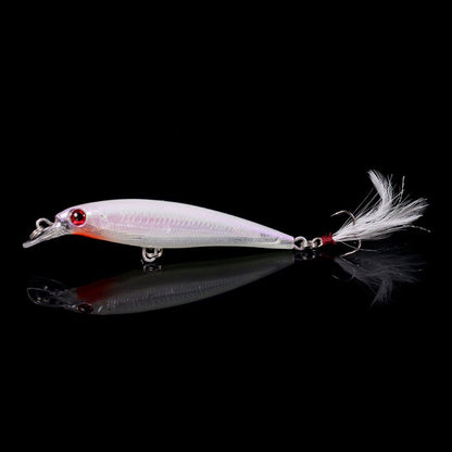 Isca de Pesca Laser Minnow 10/5 Peças Biónica Artificial 9cm/7g Isca Dura Flutuante com Anzol de Pena Wobbler Pesca para Baixo Lúcio