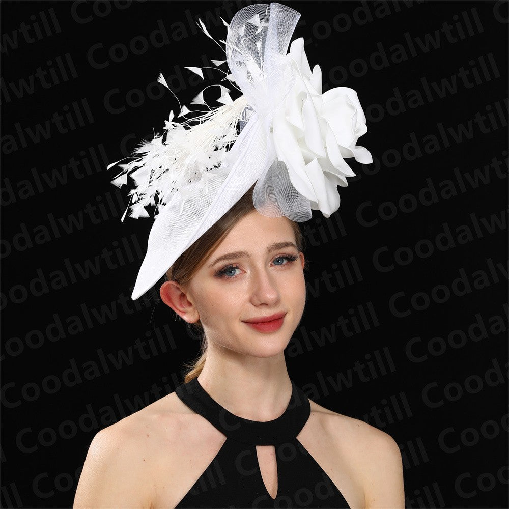 Big Flower Wedding Fascinator Hat Women Formal Party Tea Headpiece Ladies Cocktail Church Chapeau Cap Headband Woman Millinery
