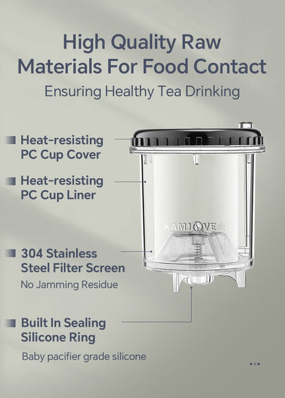 KAMJOVE Tea Pot for Infusions One-touch Tea Filtering Heat-resistant Glass Tea Cup 200/300/500/1000/1200ML Tea Brewing Kettle