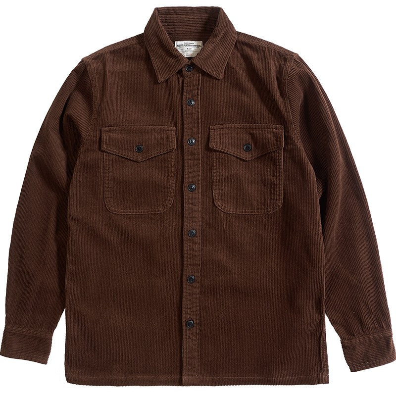 Autumn and Winter New American Retro Thick Corduroy Solid Color Cargo Shirt Men's Pure Cotton Long-sleeved Pocket Casual Blouses