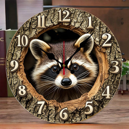 Wilderness And Animals Wooden Round Silent Hanging Wall Clock,Suitable For Living Room,Office,Study Room,Bedroom,Home Decoration