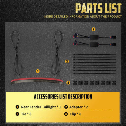 Luz de Freio Traseira de LED para Para-lama de Moto, Indicador de Seta e Luz de Posição para Harley Softail Fatboy FLFB FLFBS 18-25
