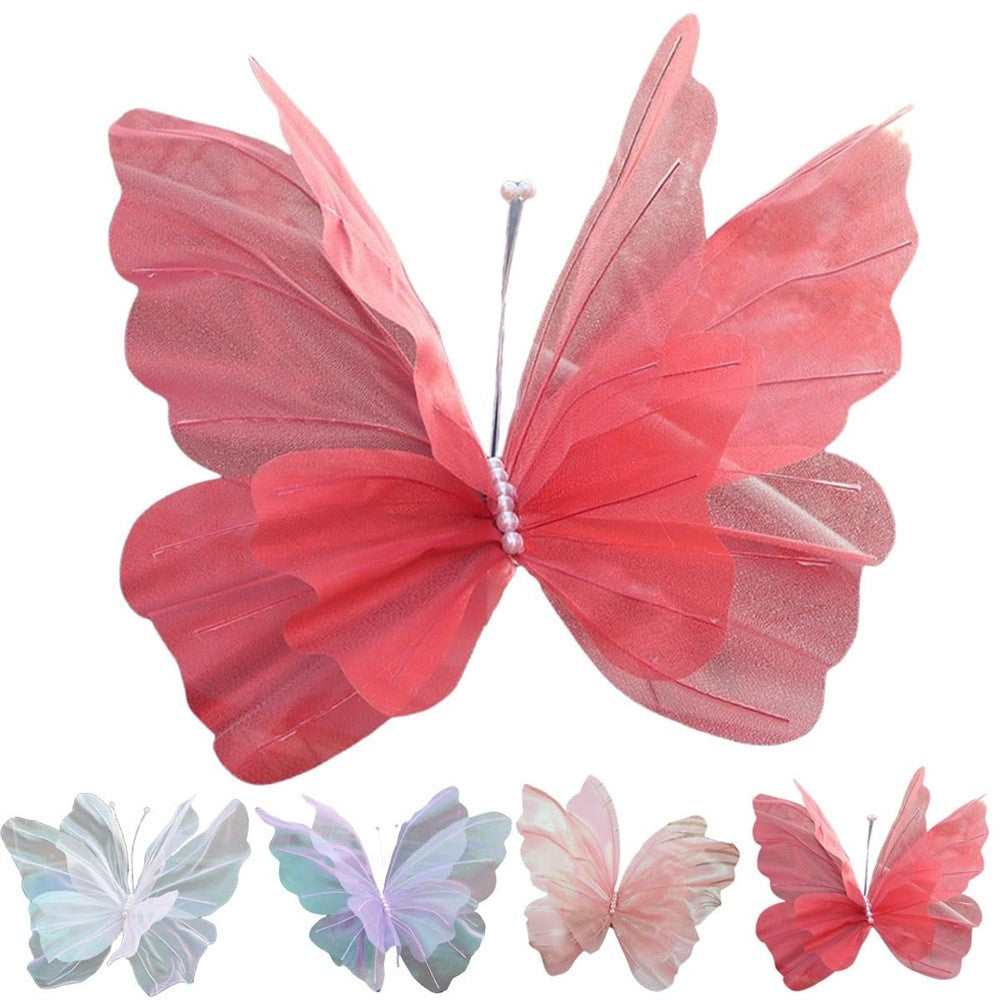 50cm Big Simulation Butterfly 3D Outdoor Shopping Mall Wedding Festival Decoration Hollow Large Hanging Gauze Fake Butterfly