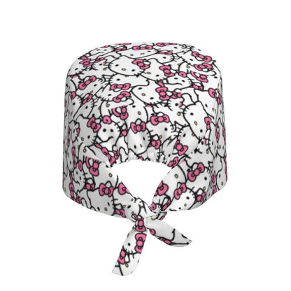 Custom Hello Kitty Medical Staff Scrubs Hat Women Men Cartoon Chara For Chef Hat Scrub Caps