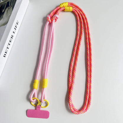 Personalized Trend Double Color Mobile Phone Universal Lanyard Diagonal Span Long Rope Shoulder Strap Rope Fashion Safety Rope
