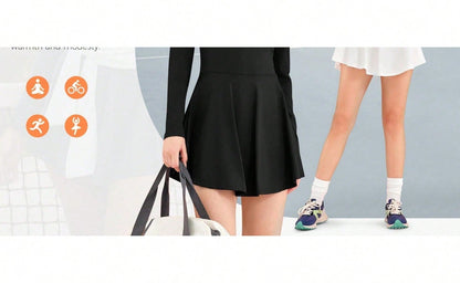 Slim Fit Women 2-In-1 Tennis Dress Athletic Golf Dress With Built-In Shorts Vintage Aesthetic Sporty Streetwear women clothing