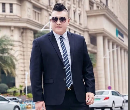 Fat Brother Big Size Pants Men's Suits Formal Business Dress Fashion Leisure Occupation 2 Piece Set Blazer Wedding Jackets S-9XL