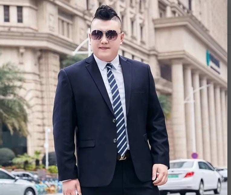 Fat Brother Big Size Pants Men's Suits Formal Business Dress Fashion Leisure Occupation 2 Piece Set Blazer Wedding Jackets S-9XL
