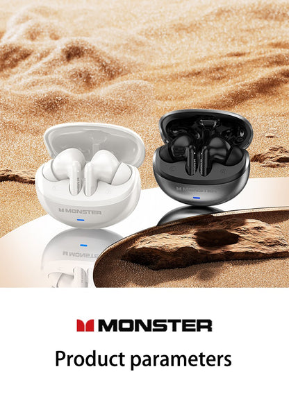 Monster MQT39 Wireless Bluetooth 6.0 Earphones TWS Hifi Stereo Headphones Noise Reduction Gaming Earbuds Sports Headset With Mic
