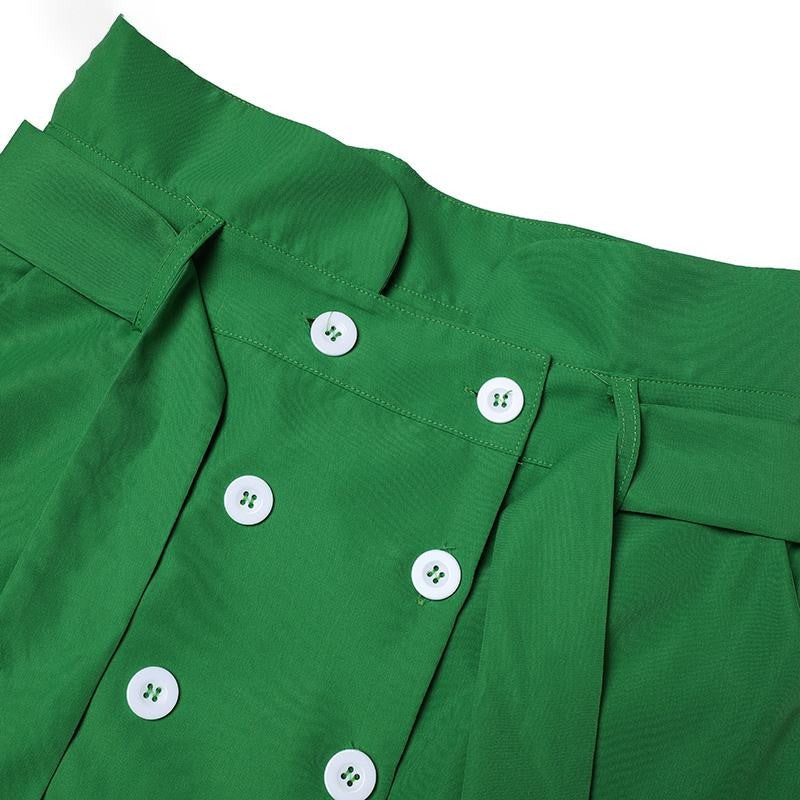 VONDA Plus Size 5XL Women Elegant Fashion Maxi Skirts 2024 Solid Color Bow Belt Casual Buttons Long Skirts Pockets Loose Bottoms