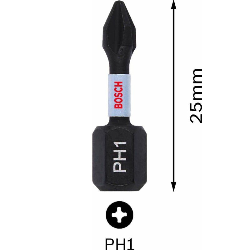 BOSCH Original Ponta de Parafusadeira Impact Control PH1/PH2/PH3/PZ2/PZ3 Aço Modificado S2 Alta Dureza Acessórios para Ferramentas Elétricas