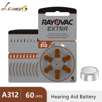 Hearing Aid Batteries A312 312A ZA312 312 PR41 RAYOVAC EXTRA 60 PCS Zinc Air Performance Hearing Aid Battery A312 Free Shipping