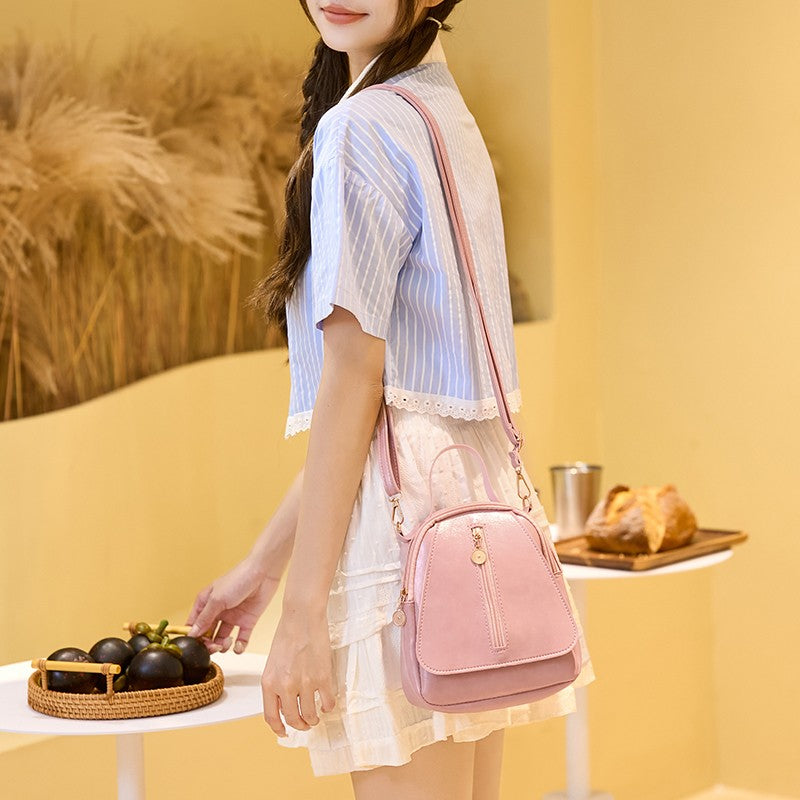 Fashion Women Mini Backpack Solid Color Soft Pu Small Backpacks Female Casual Outdoor Travel Rucksack School Baskpack for Girls
