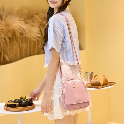 Fashion Women Mini Backpack Solid Color Soft Pu Small Backpacks Female Casual Outdoor Travel Rucksack School Baskpack for Girls