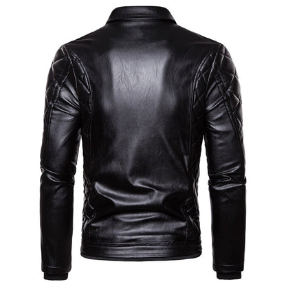 New Winter Fleece Motorcycle Leather Jacket Men Turn Down Fur Collar Slim Fit Warm PU Bomber Jackets Coats Mens Moto Biker Coat